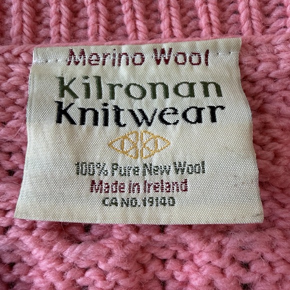 Kilronan Knitwear Bubblegum Pink Fisherman Cableknit Chunky Cardigan Small - Picture 6 of 9